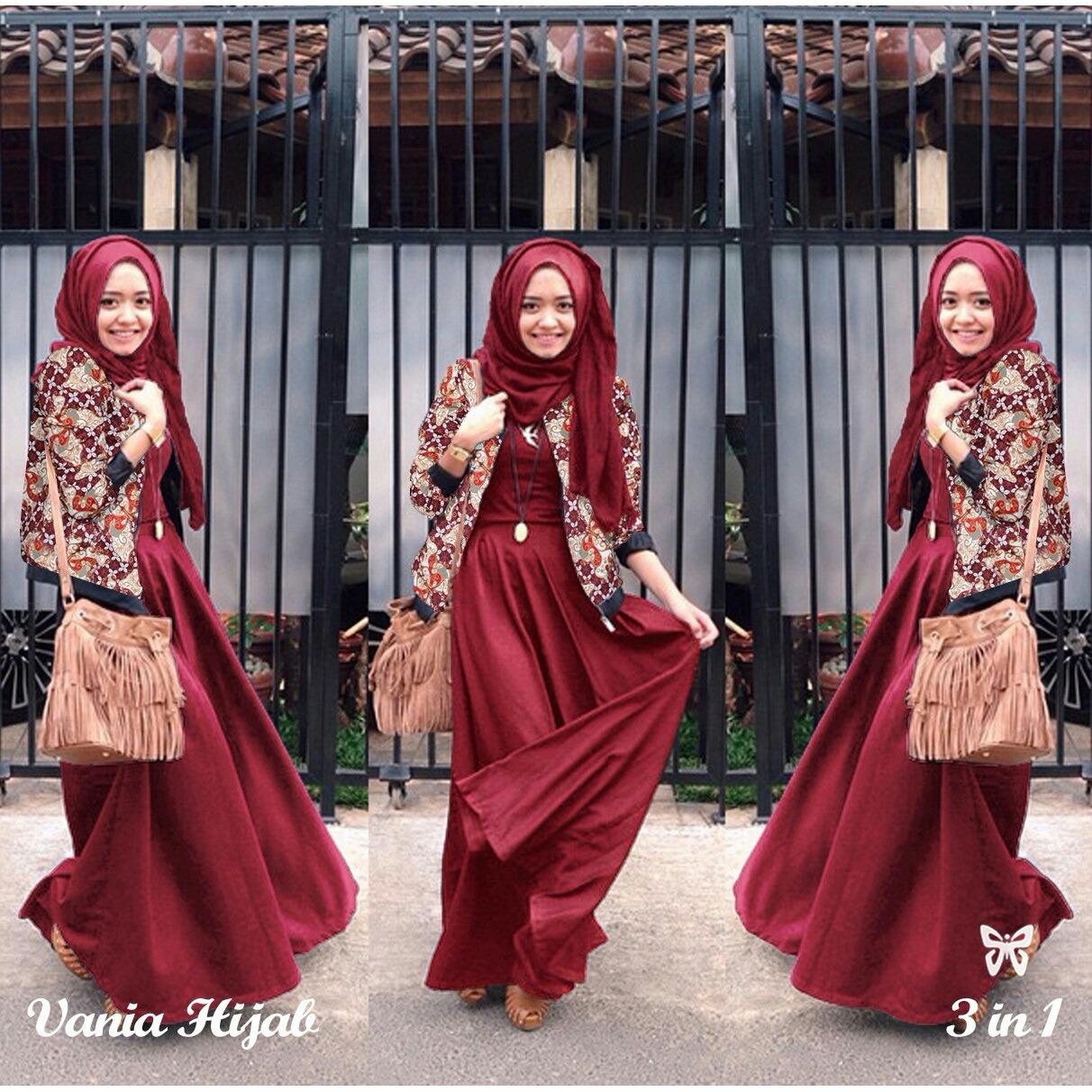 GSD - Gamis Saten Syari / Set Vallen Batik /maxi hijab / baju muslim