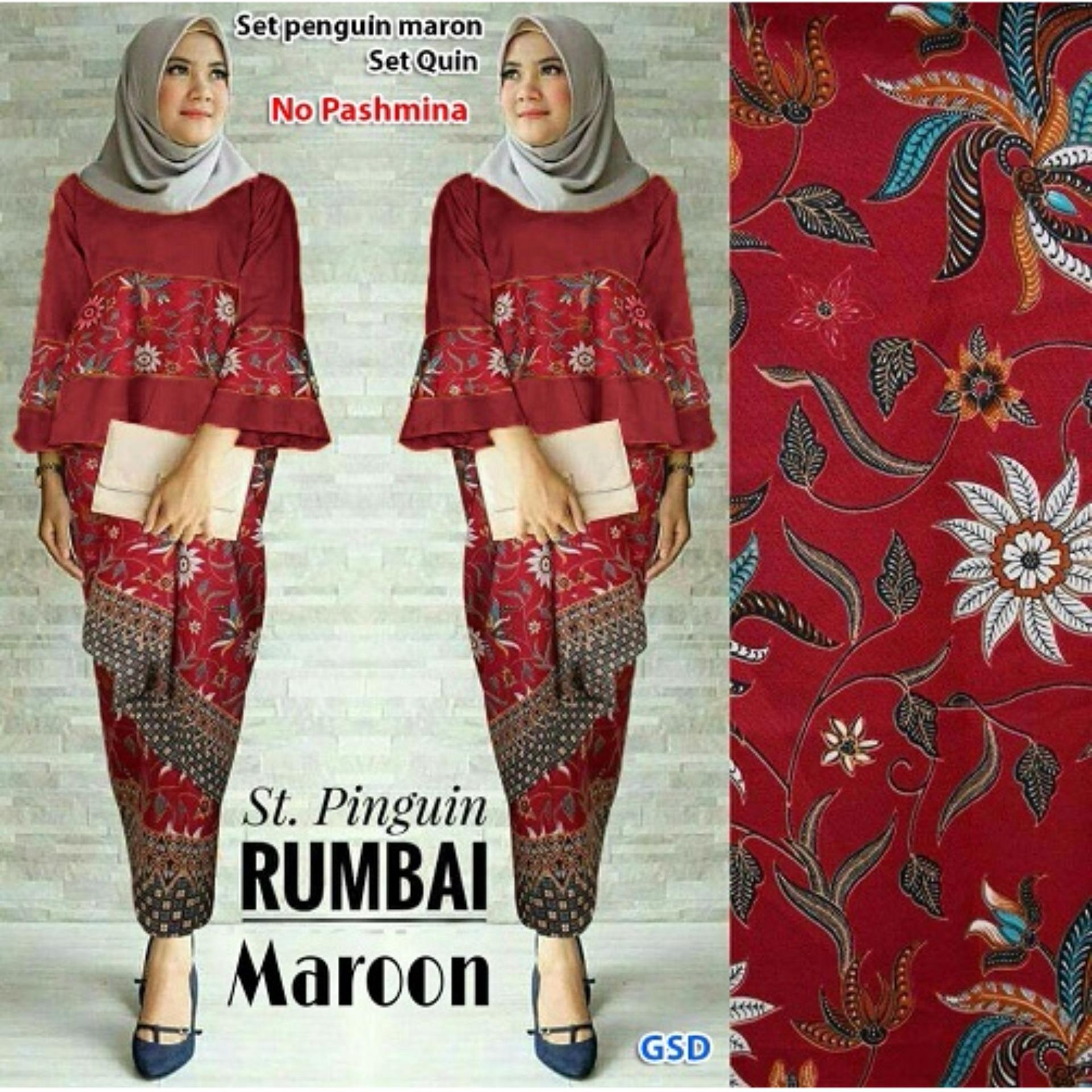 GSD - Setelan Baju Wanita/ Baju Batik / Rok Batik / Baju Pesta /Set Penguin Batik