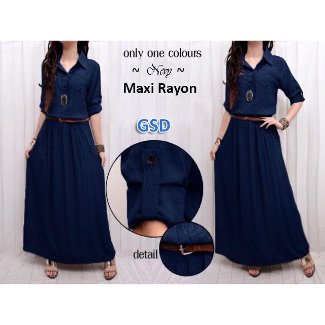 GSD - Baju Wanita / Dress Muslim / Terusan Dress / Maxi Dress Clasik Navy