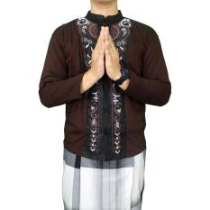 Gudang Fashion - Baju Koko Lengan Panjang Motif Bordir - Coklat Tua
