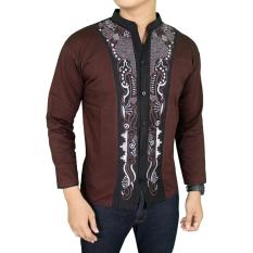Gudang Fashion - Baju Koko Lengan Panjang Pria - Coklat Tua