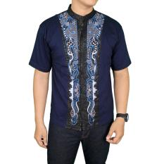 Gudang Fashion - Baju Koko Lengan Pendek Modern - Biru Dongker