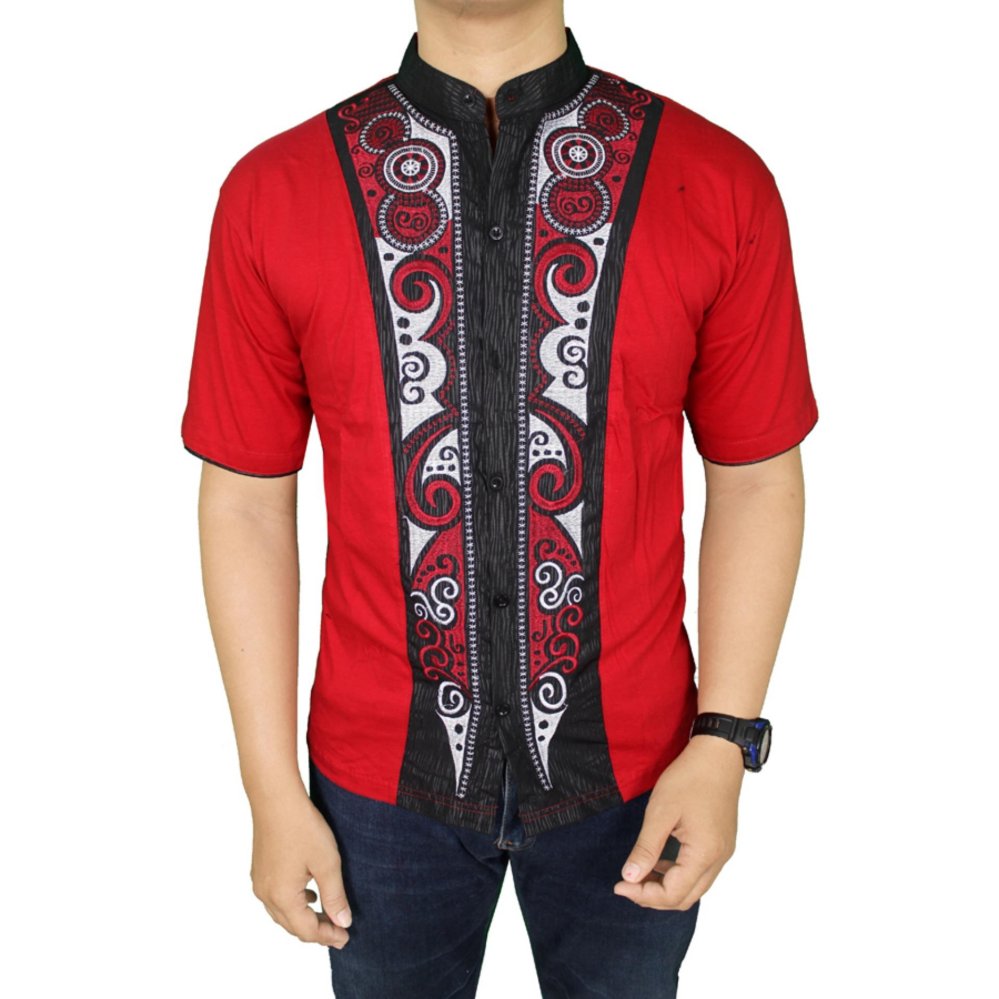 Gudang Fashion - Baju Koko Model Lengan Pendek - Merah