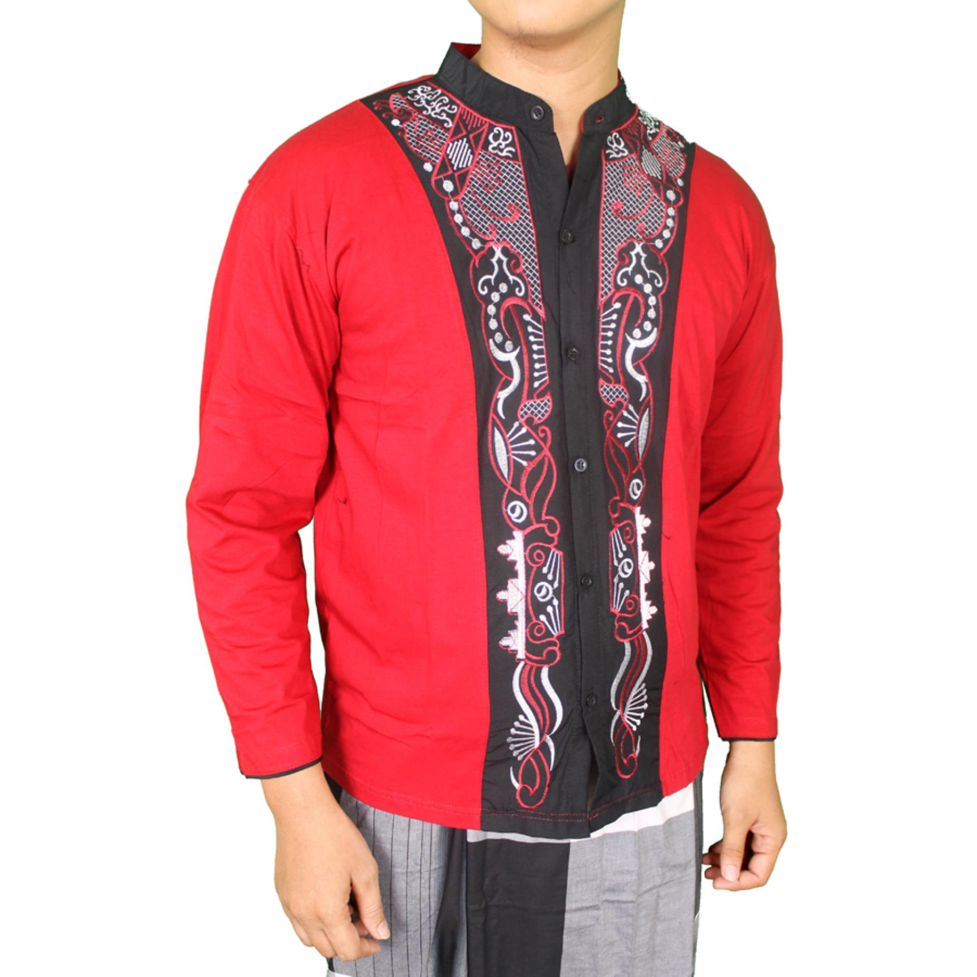 Gudang Fashion - Baju Koko Muslim Bordir Tengah Panjang - Merah