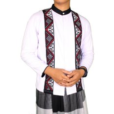 Gudang Fashion - Baju Koko Putih Kombinasi Lengan Panjang - Putih