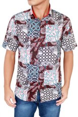 Gudang Fashion - Batik Pendek Pria Slim Fit - Coklat