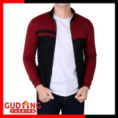 Gudang Fashion - Jaket Olahraga Polos Pria - Maroon Hitam
