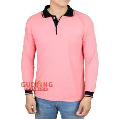 Gudang Fashion - Kaos Panjang Berkerah Polo Pria - Salem Tua Kerah Hitam
