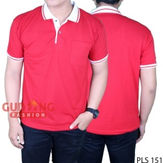 Gudang Fashion - Kaos Pendek Berkerah Pria - Merah Kerah Putih