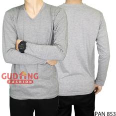 Gudang Fashion - Kaos Pria Lengan Panjang Bagus - Abu Muda