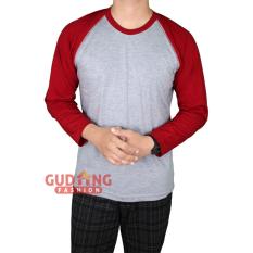 Gudang Fashion - Kaos Raglan Panjang Pria Terbaru - Abu Misty Maroon
