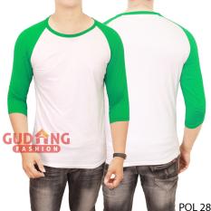 Gudang Fashion - Kaos Raglan Pria Kasual Santai - Putih Hijau