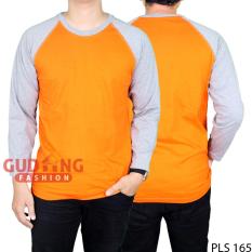 Gudang Fashion - Kaos Tshirt Raglan Pria Simple Keren - Orange Lengan Abu