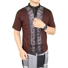 Gudang Fashion - Kemeja Pendek Muslimin Pria Trendy - Coklat