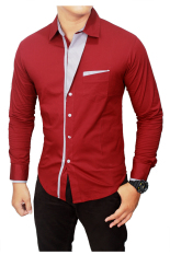 Gudang Fashion Kemeja Slim Fit Korean Style - Merah Marun