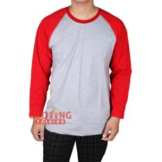 Gudang Fashion - Raglan Polos Lengan Panjang - Abu Misty Merah Cabe