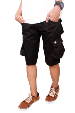 Gudang Fashion - Summer Men Casual Sport Cargo Shorts Multi-Pocket Trousers Baggy Pants - Hitam