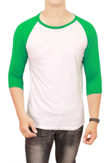 Gudang Fashion - Tshirt Raglan Polos - Putih Hijau