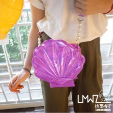GX Ramen Bola Gaya Korea Musim Panas Gaya Baru Cute Laser Manis Linsmall House Shell Tas Bahu Diagonal Kecil Tas Wanita (Ungu Laser) -Intl