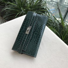 H Kulit Perempuan Baru dari Tas Dompet (Pola Kulit Buaya Hijau)
