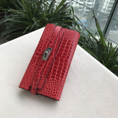 H Kulit Perempuan Baru dari Tas Dompet (Pola Kulit Buaya Merah)