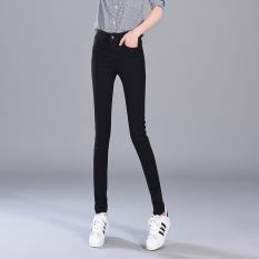 Han Edisi Celana Panjang Baru Kaki Celana Musim Semi dengan Joker Wanita Jeans (hitam)-Intl