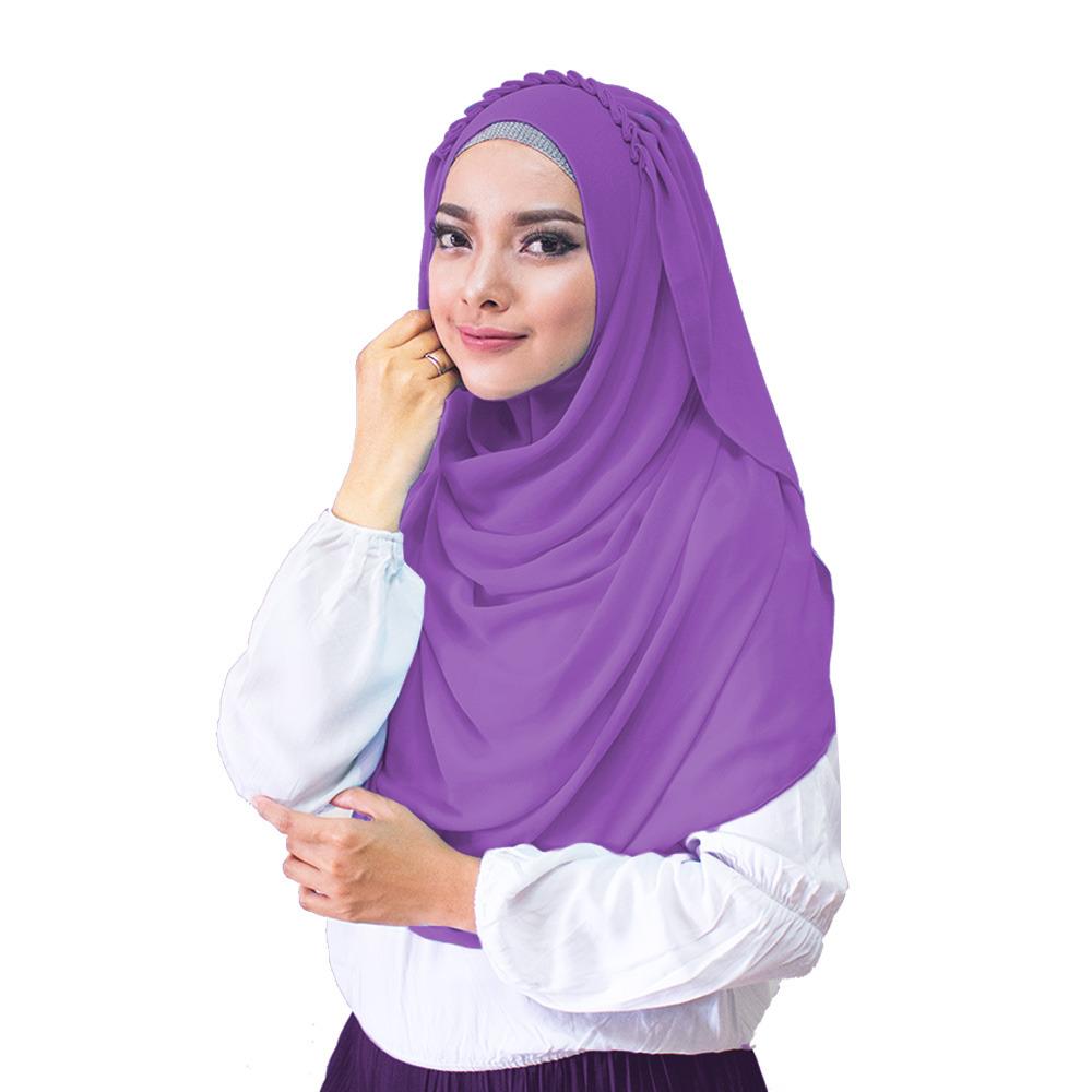 Hana Ceruti Hijab Jilbab Instan Instant - [Warna Ungu]