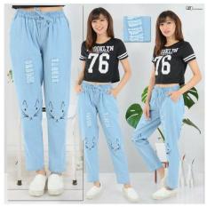 Hana Fashion *CELANA JOGGER JEANS LASER MEOW SOBEK*