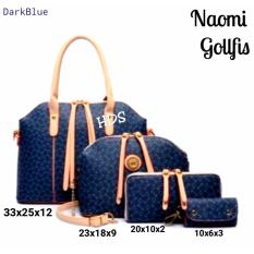 Hand Bag Korean Style Naomi 4 in 1 (Hand Bag / Tas Jinjing / Tas Bahu, Sling Bag / Tas Selempang, Pouch / Dompet, Key Holder) Navy Blue
