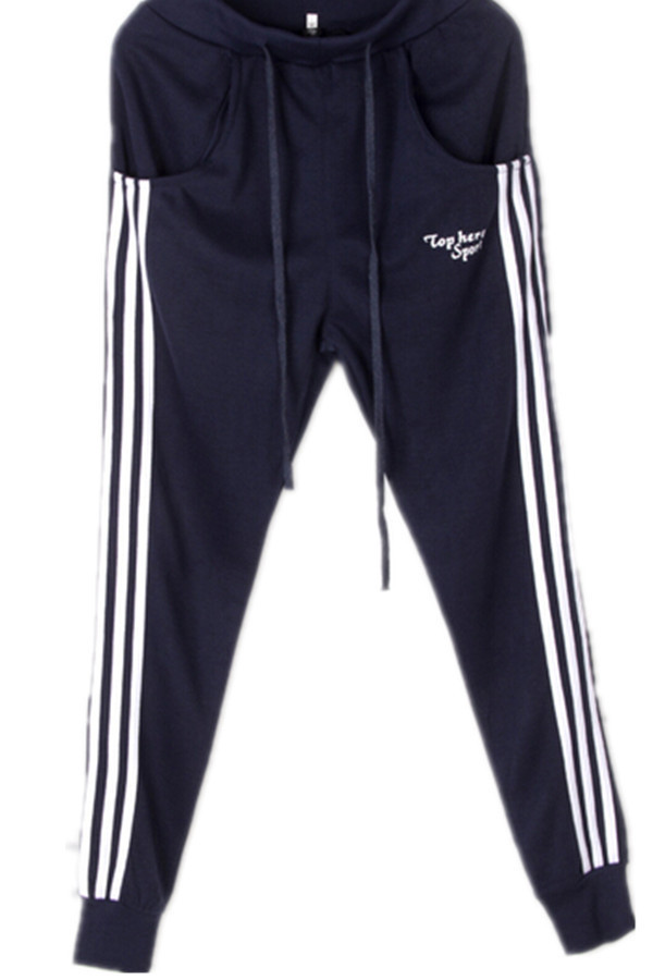 Hang-qiao Pria Jogging Celana Celana Panjang Navy Blue