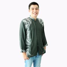 Hansen & Lisa Baju Koko Lengan Panjang Motif Bordir Shield - Hijau Tua