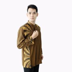 Hansen & Lisa Baju Koko Lengan Panjang Motif Bordir Shield - Coklat