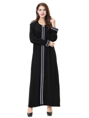 HANYIMIDOO TH902 untuk Wanita Muslim Lady Lengan Panjang O Leher Gaun Maksi Wanita Robe Nasional Retro Gaya Pakaian (Grey) -Intl