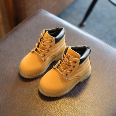 Hanyu Baru Musim Dingin Musim Gugur Boys Girls Gaya Angkatan Darat Martin Boot Lace Tendon Bawah Boots Sepatu Non-slip Kecil Kuning Sepatu (Kuning) -Intl