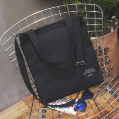 Harajuku Gadis Mori Perempuan Bahu Portabel Tas Tas Kanvas (Hitam Polos Versi Tas Selempang)
