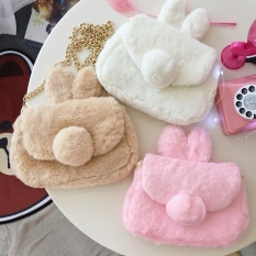 Harajuku Imut Mewah Siswa Perempuan Tas HP Wol Tas (Merah Muda Warna)