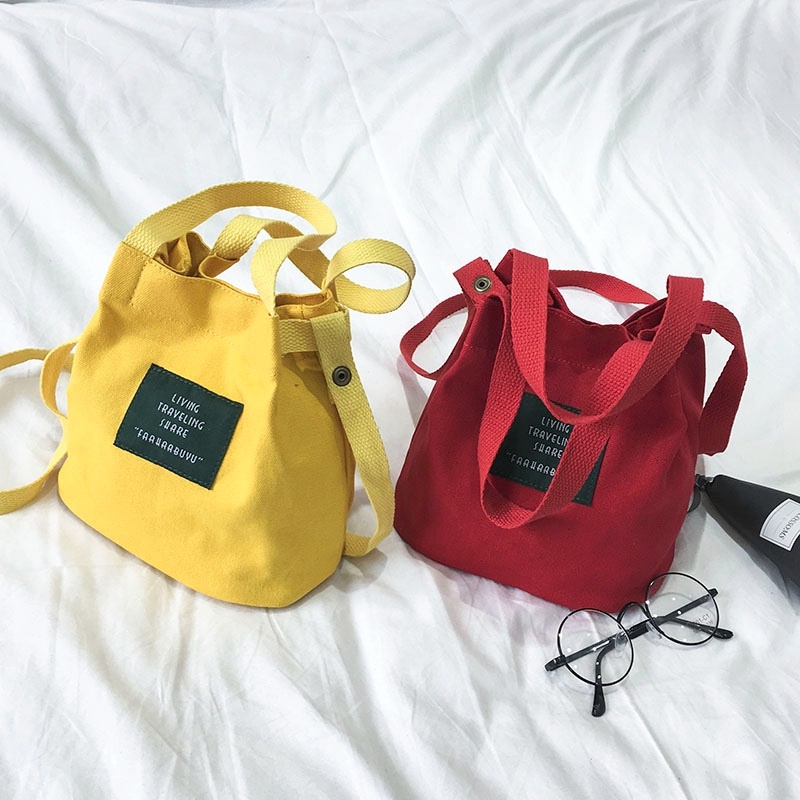 Tas Jinjing Messenger Kanvas Wanita Gaya Harajuku (Kuning) (Kuning)