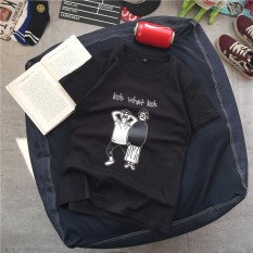 Harajuku Korea Modis Gaya Lengan Pendek Kaos (Melihat Apa Anda Melihat Baju Kaos Hitam)