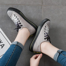 Harajuku Korea Gaya Modis Perempuan Musim Semi Baru Sepatu Kanvas Kets Putih (Model Wanita + Abu-abu l61)