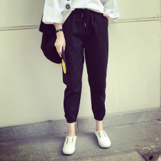 Celana Harem Wanita Aneka Warna Lurus/Jogger Gaya Sekolahan (é“绳 hitam)