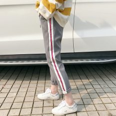 Celana Harem Wanita Aneka Warna Lurus/Jogger Gaya Sekolahan (Pita abu-abu) baju wanita celana wanita