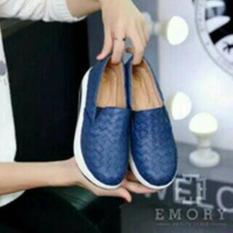 Harga Promo !! SEPATU WANITA WEDGES EMORY PETAK BIRU Ter-MURAH
