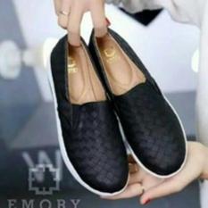 Harga Promo !! SEPATU WANITA WEDGES EMORY PETAK HITAM Ter-MURAH