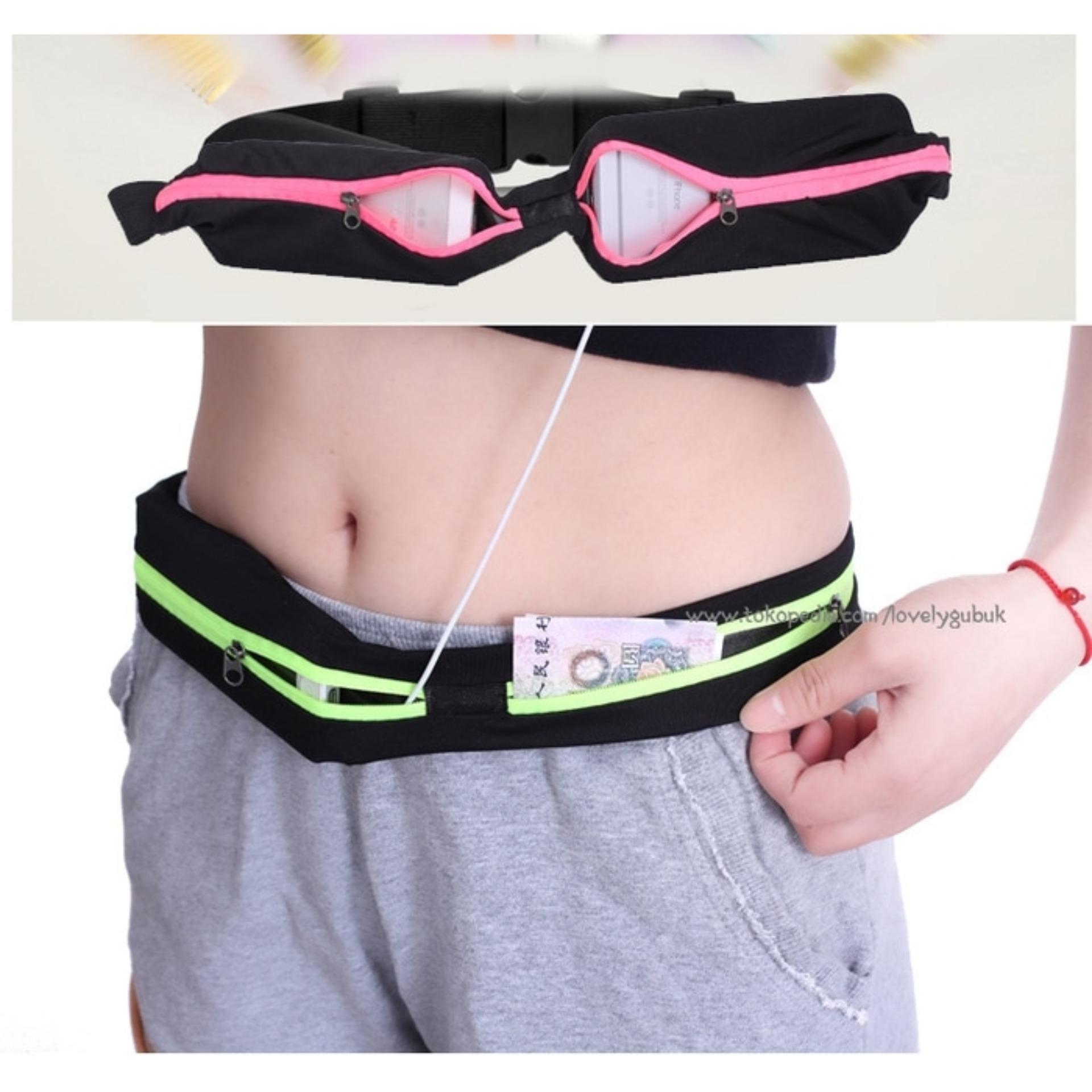 Harga Unggulan Double Pocket Running Belt - Tas Jogging model Ikat Pinggang