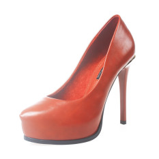 Hari Tinggi Baru Hak Super Tinggi Pointed untuk Sepatu Kulit (Bata Merah)