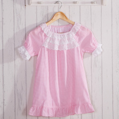 Harry Wiebe Katun Kasa Katun Lengan Pendek Anak Perempuan Kecil Putri Baju Rumah Gaun Tidur (Pink)
