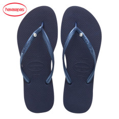 Havaianas perhiasan logam perempuan / kristal sandal jepit (Biru Tua Swarovski Kristal Biji Tunggal) (Biru Tua Swarovski Kristal Biji Tunggal)