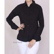 HaymeeStore Kemeja Putih Polos Wanita Baju Kantor Formal Cewek Atasan Kerja cewe Bahan Katun Strecth