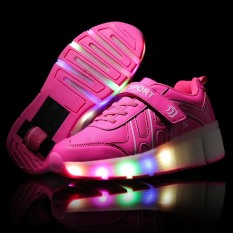 Heelys Rechargeable LED Skate Sepatu untuk Anak Laki-laki/Perempuan, Rechargeable Light Roller Skate Sepatu Berkedip Sneakers-Intl