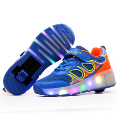 Heelys Rechargeable LED Skate Sepatu untuk Anak Laki-laki/Perempuan, Rechargeable Light Roller Skate Sepatu Berkedip Sneakers-Intl